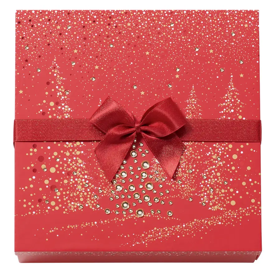 Boite de Noël carrée rouge ou bleue - 32 chocolats assortis et sa barre gourmande – Image 2