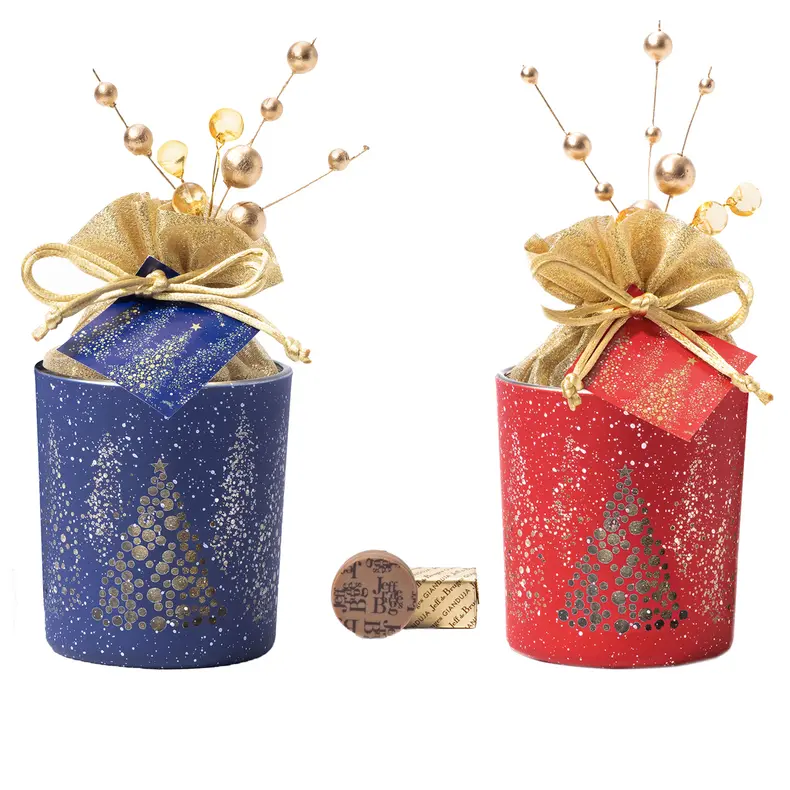 Petit ou grand photophore de Noël - Rouge ou bleu