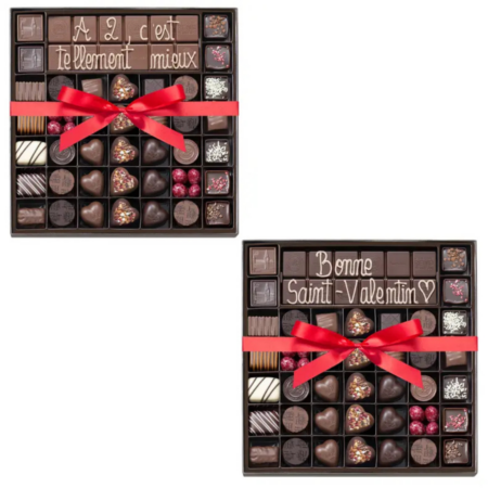 Boite 39 chocolats et tablette de chocolat au lait ou noir