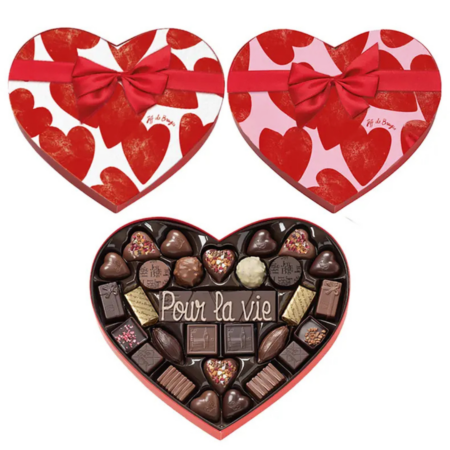 Boite coeur chocolats Saint-Valentin et sa barre de chocolat