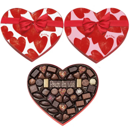 Grande boite coeur chocolats Saint-Valentin et sa barre de chocolat