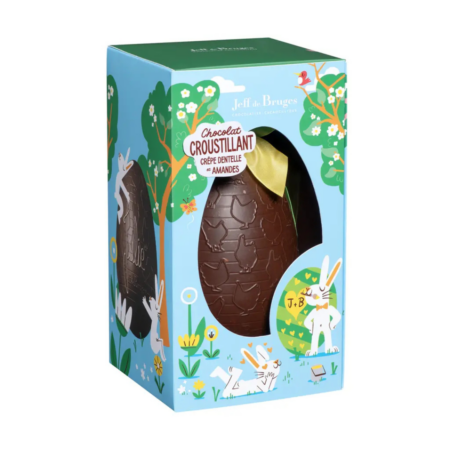 Oeuf croustillant en chocolat noir garni- 15 cm