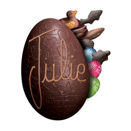 Oeuf croustillant en chocolat noir garni- 13 cm