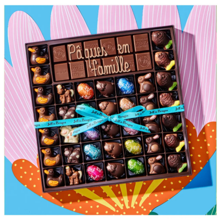 Boite 39 chocolats de Pâques et tablette de chocolat au lait ou noir