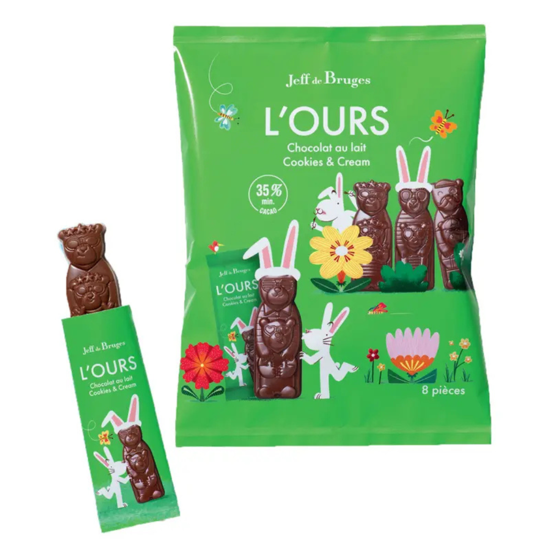 Sachet 8 ours individuels chocolat au lait cookies & cream