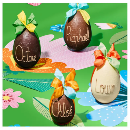 Oeuf en chocolat blanc garni - 10 cm