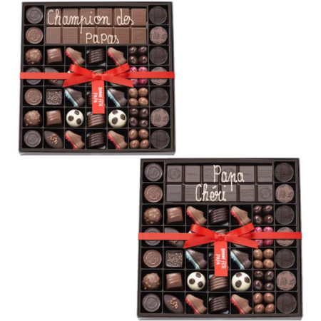 Boite 39 chocolats fête des Pères et sa tablette de chocolat lait ou noir