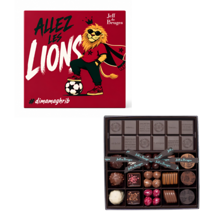 Boite 15 chocolats assortis et tablette de chocolat Édition " Allez les Lions"